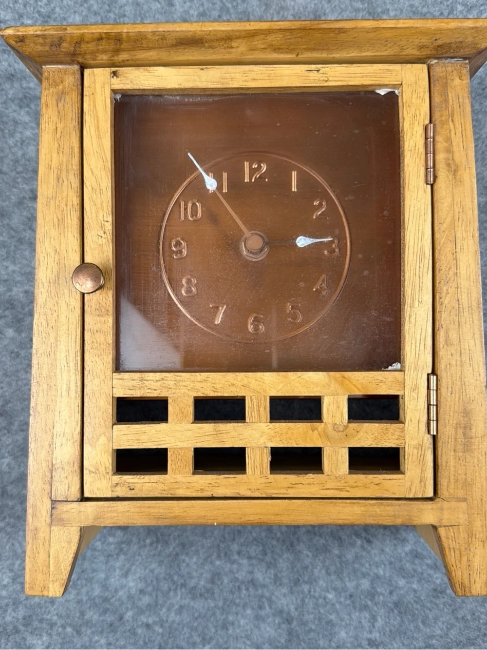 Mission Craftsman Style Solid Wood Mantel Clock with Door – Handmade